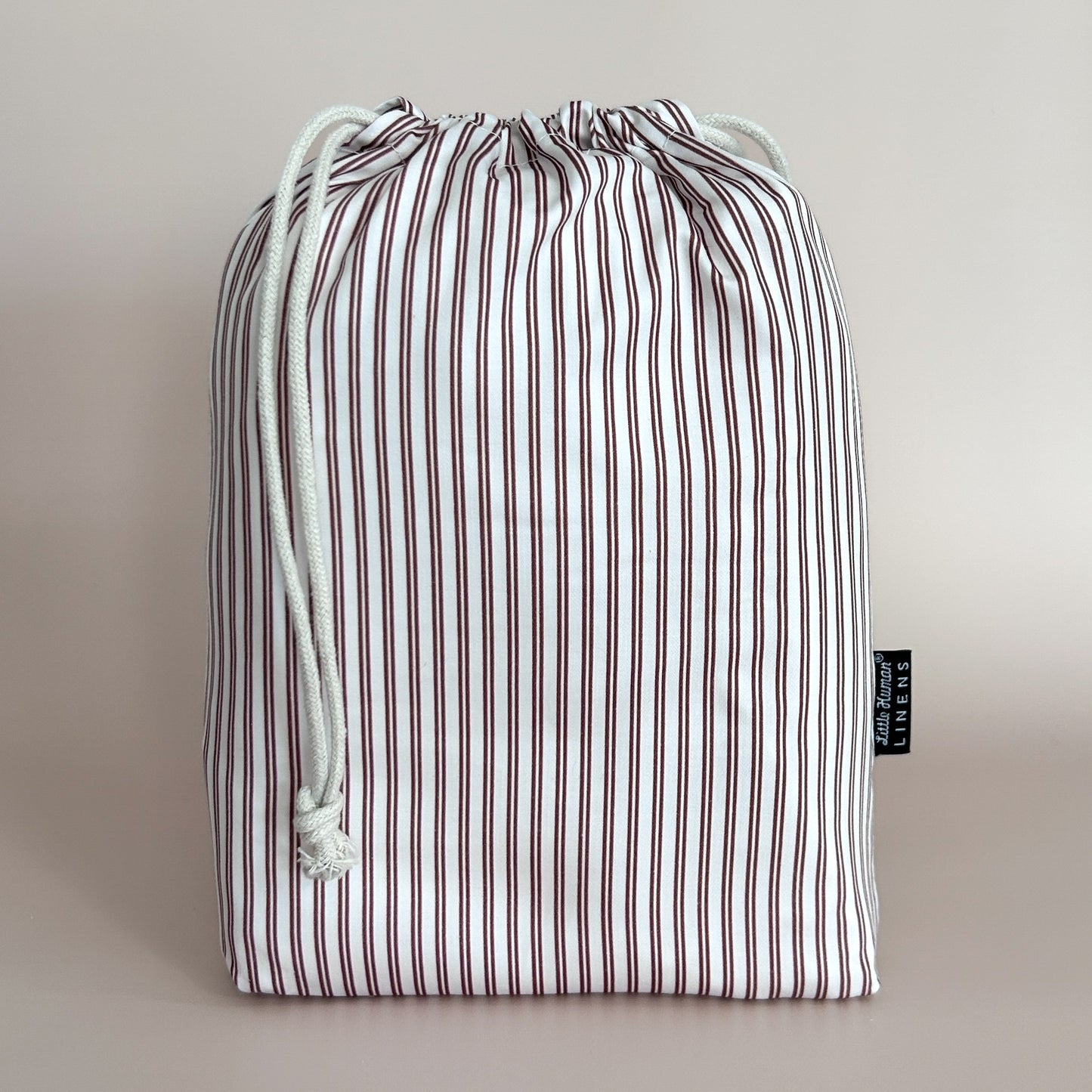 European / Large Cot Waterproof Sheet - Mocha Pinstripe