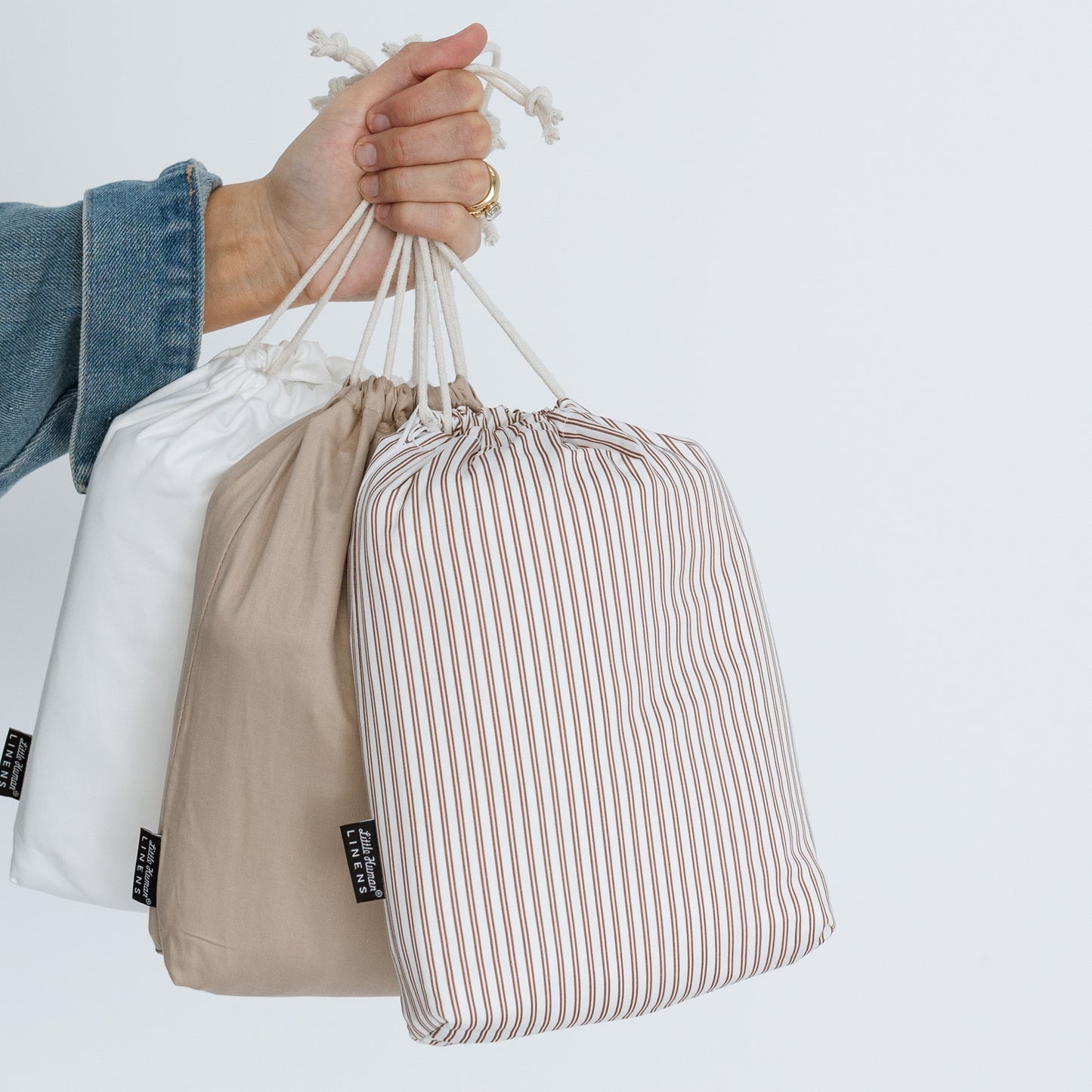 Cot Waterproof Sheet - Mocha Pinstripe