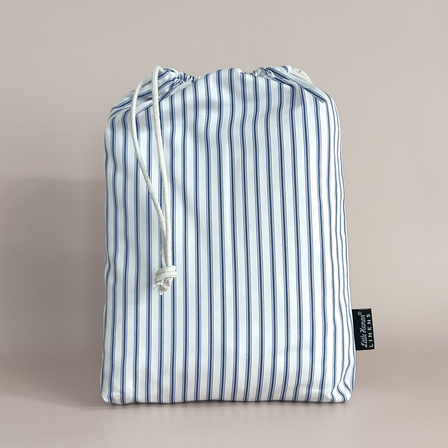 Cot Waterproof Sheet - Navy Ticking