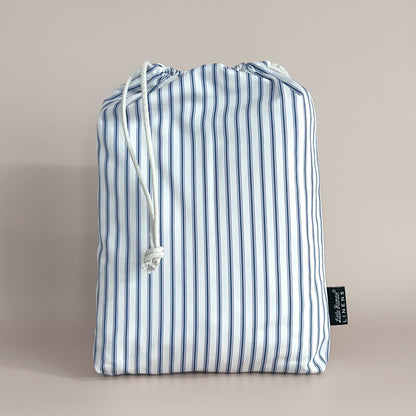 Cot Waterproof Sheet - Navy Ticking
