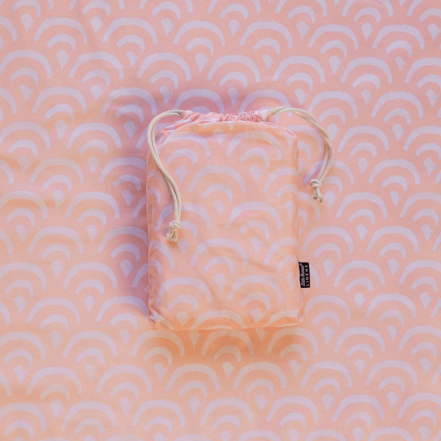 Cot Waterproof Sheet - Peach Rainbows