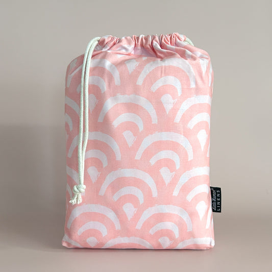 Cot Waterproof Sheet - Peach Rainbows