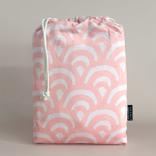 European / Large Cot Waterproof Sheet - Peach Rainbows