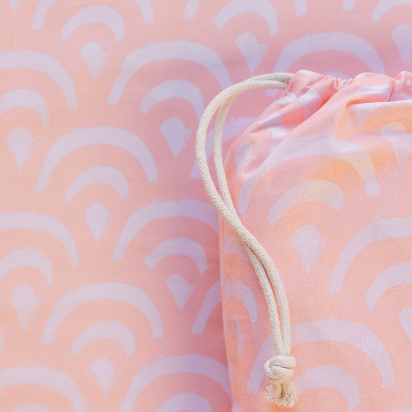 Mini Cot Waterproof Sheet - Peach Rainbows