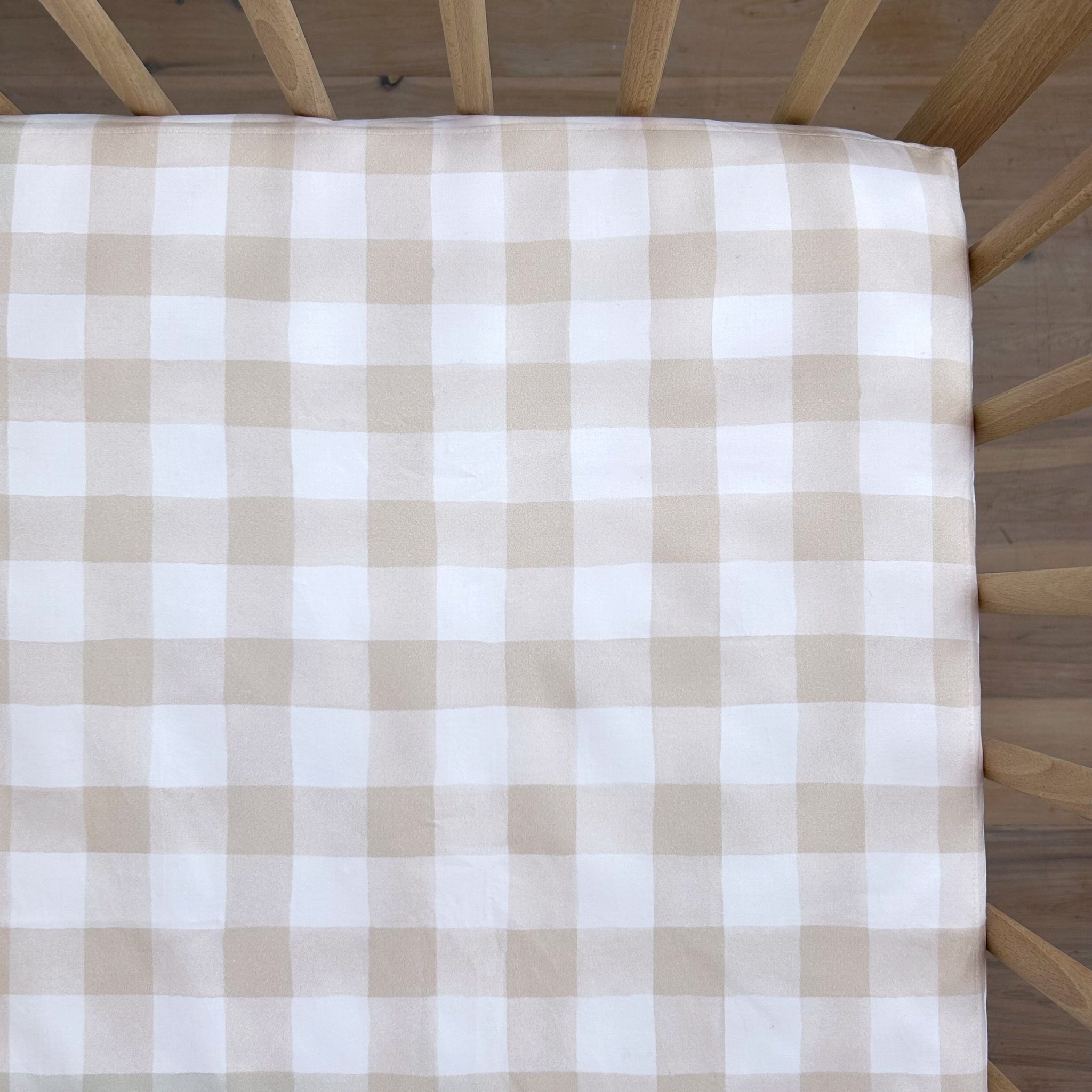 Cot Waterproof Sheet - Latte Gingham - Little Human Linens