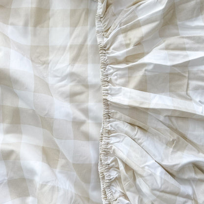Cot Waterproof Sheet - Latte Gingham - Little Human Linens