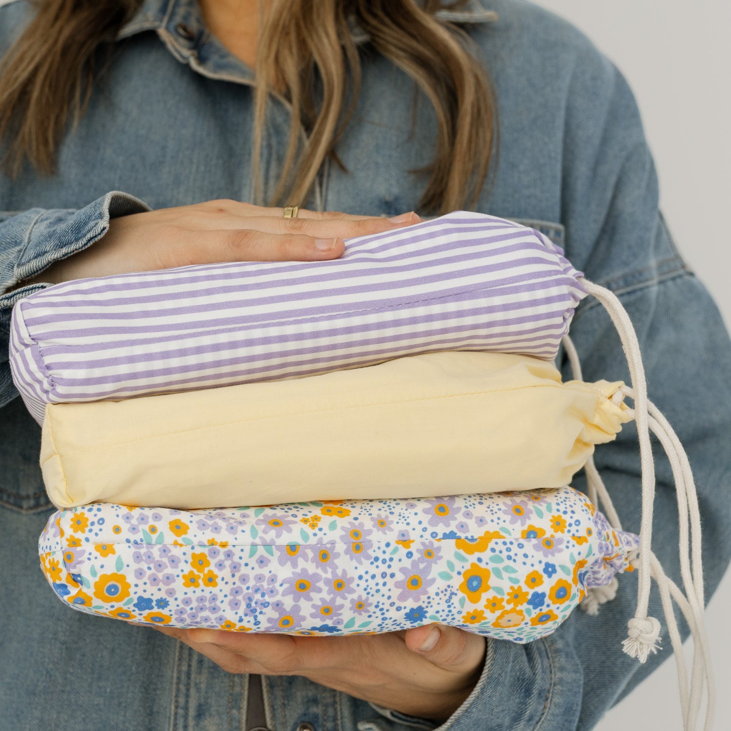 Mini Cot Waterproof Sheet - Lavender Stripe