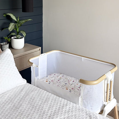 Co-Sleeper Bassinet / Change Pad Waterproof Sheet - Wildflower
