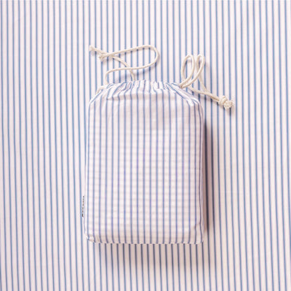 European / Large Cot Waterproof Sheet - Navy Ticking