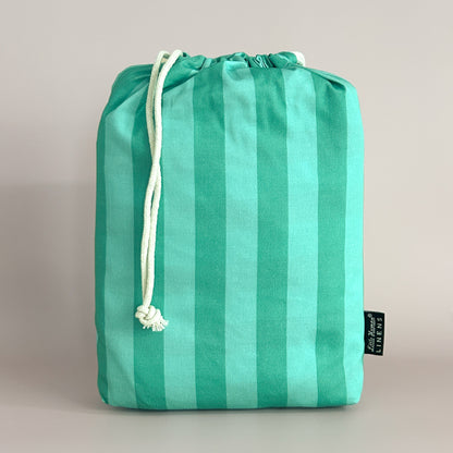 Little Human Linens Mint Candy european cot waterproof fitted sheet in branded reusable packaging bag