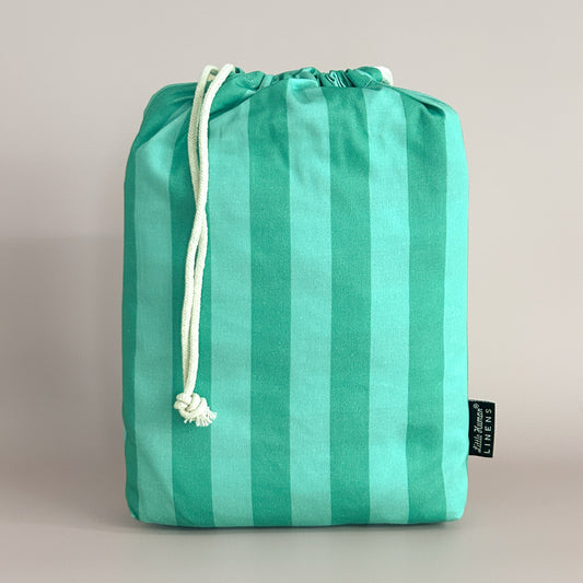 Little Human Linens Mint Candy european cot waterproof fitted sheet in branded reusable packaging bag
