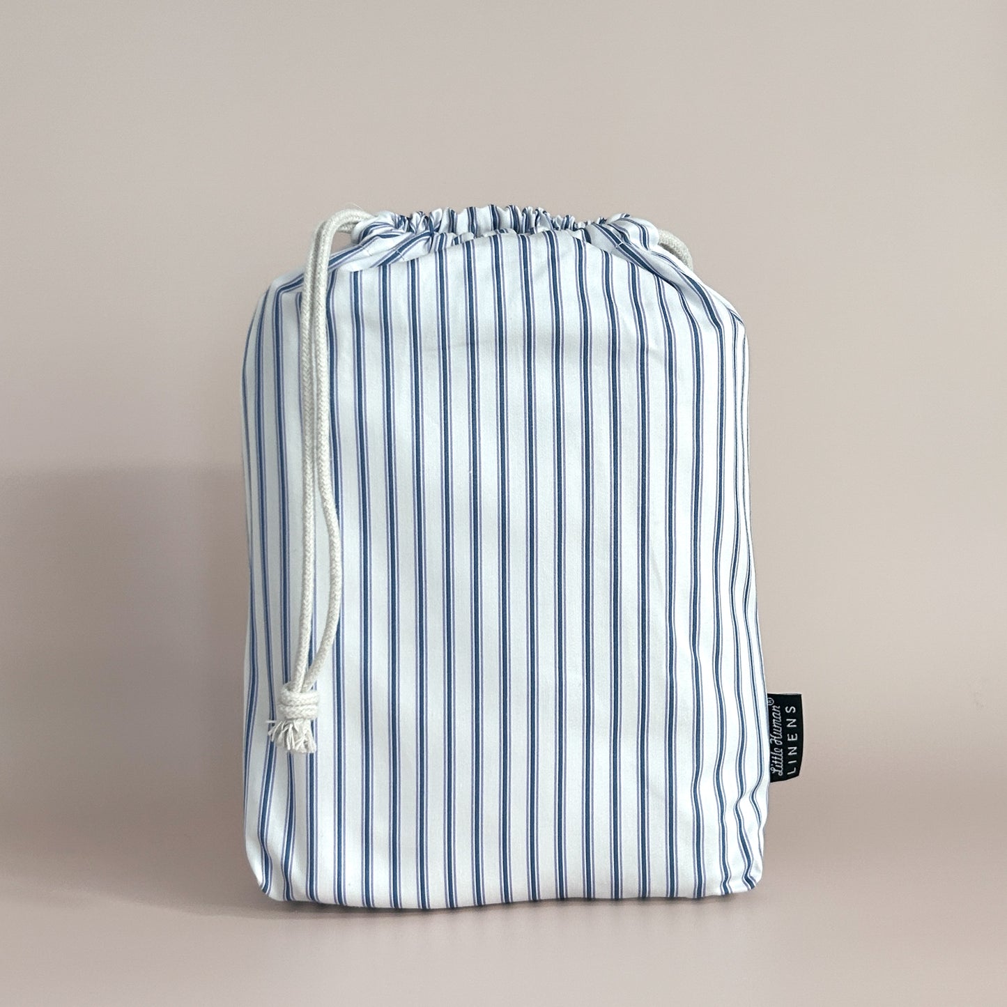 Mini Cot Waterproof Sheet - Navy Ticking
