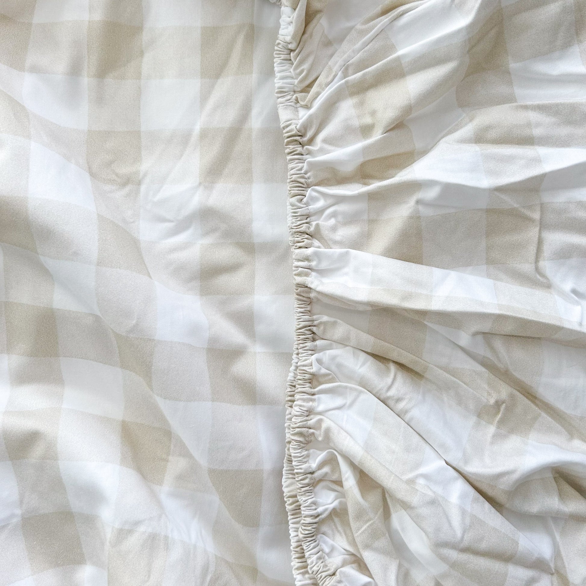 Mini Cot Waterproof Sheet - Latte Gingham - Little Human Linens