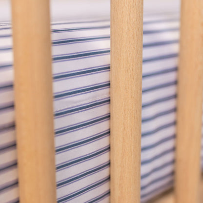 Mini Cot Waterproof Sheet - Navy Ticking