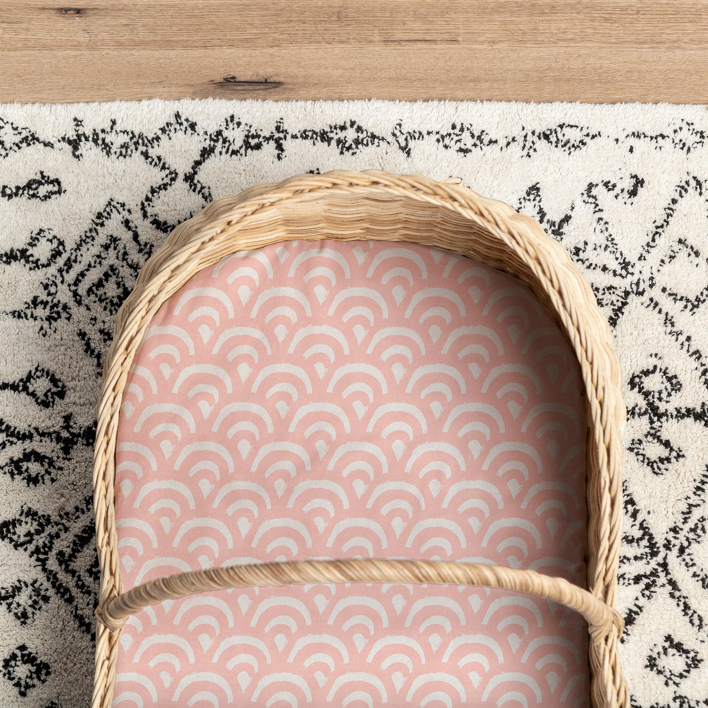 Small Bassinet Waterproof Sheet - Peach Rainbows