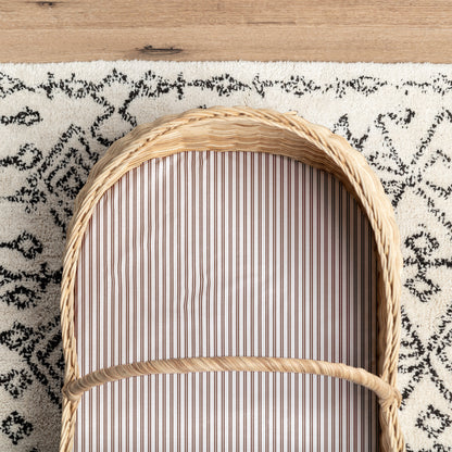 Small Bassinet Waterproof Sheet - Mocha Pinstripe