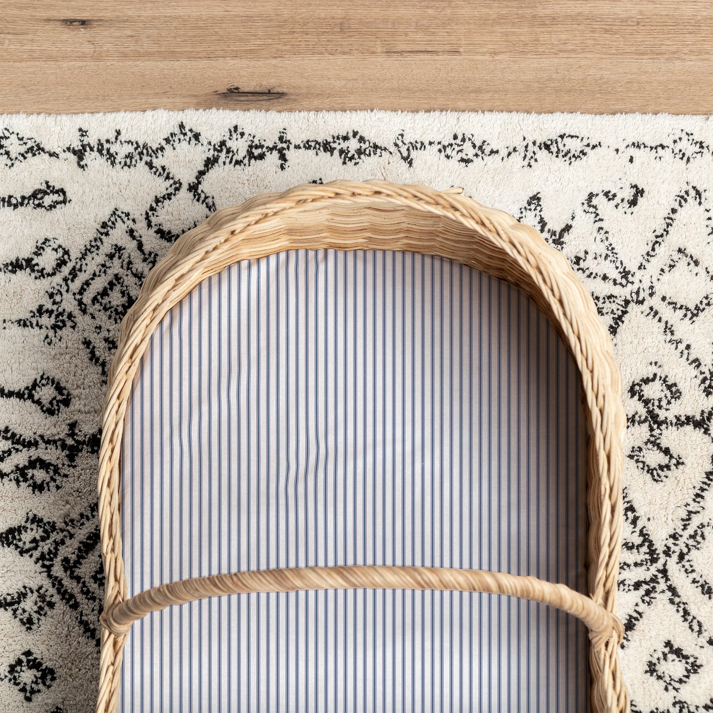 Small Bassinet Waterproof Sheet - Navy Ticking