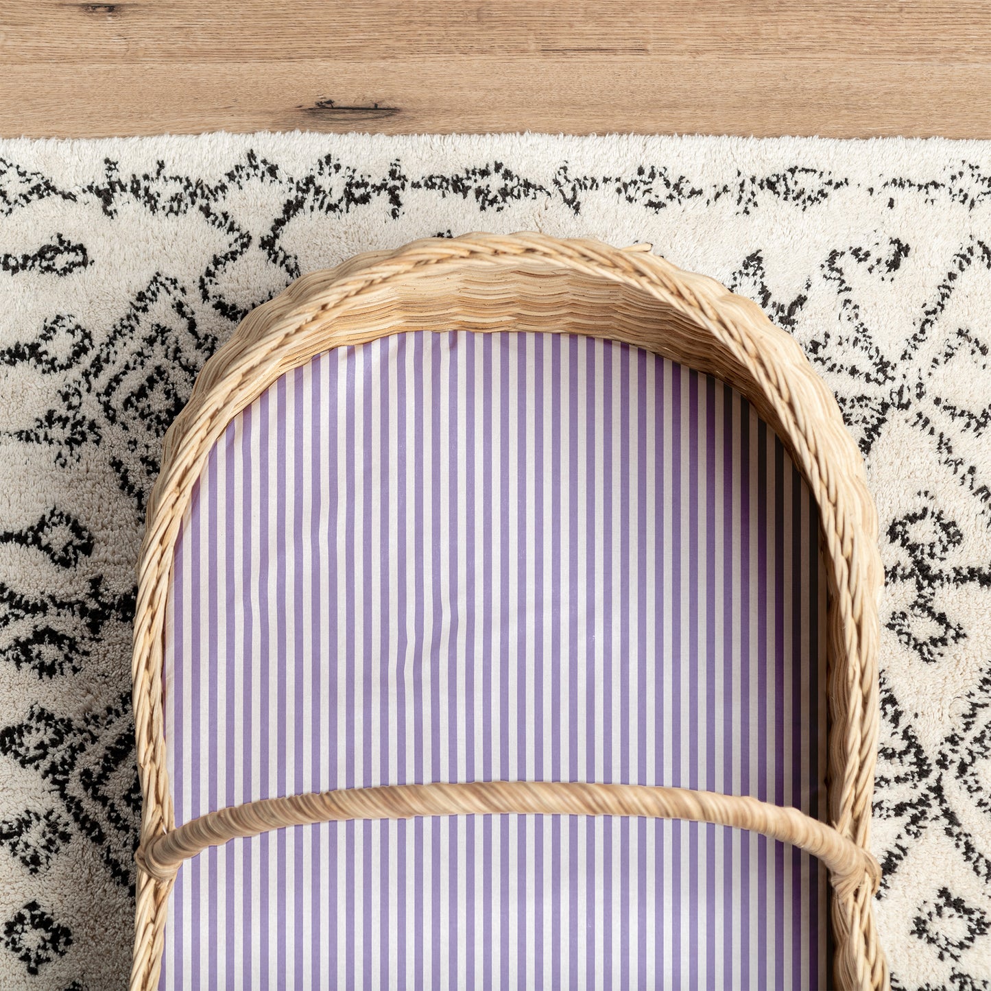 Small Bassinet Waterproof Sheet - Lavender Stripe
