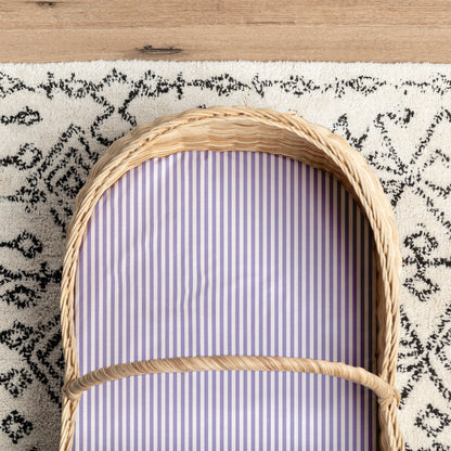 Small Bassinet Waterproof Sheet - Lavender Stripe