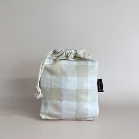 Small Bassinet Waterproof Sheet - Latte Gingham