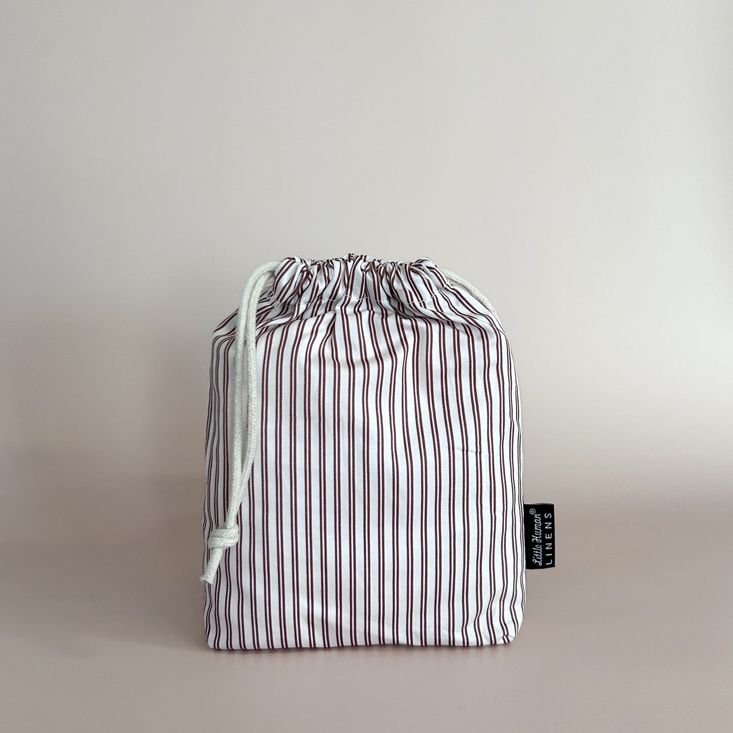 Small Bassinet Waterproof Sheet - Mocha Pinstripe