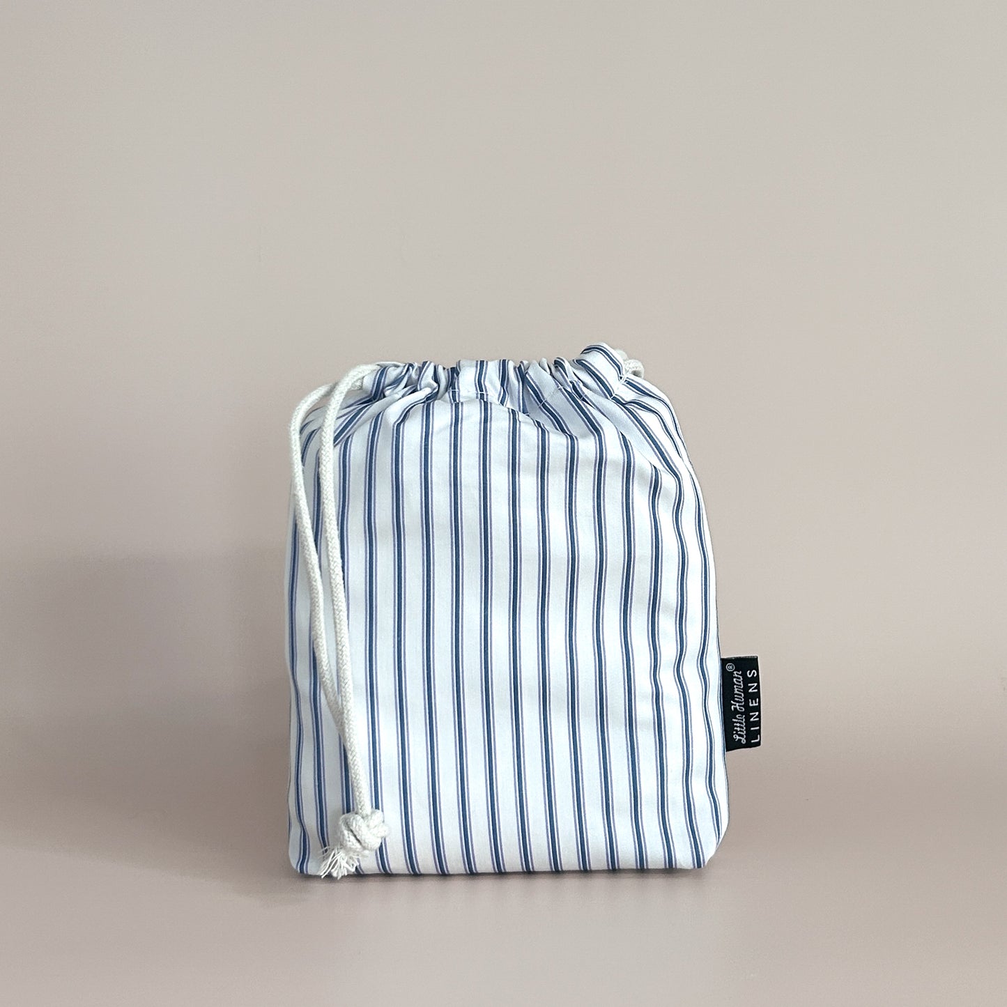 Small Bassinet Waterproof Sheet - Navy Ticking