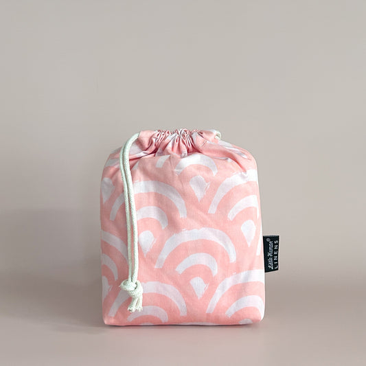 Small Bassinet Waterproof Sheet - Peach Rainbows