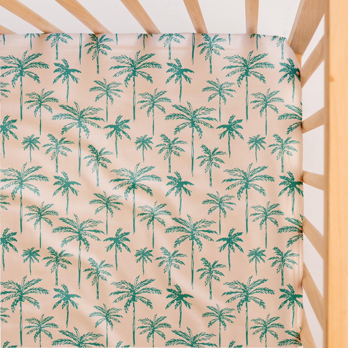 Cot Waterproof Sheet - Green Palms