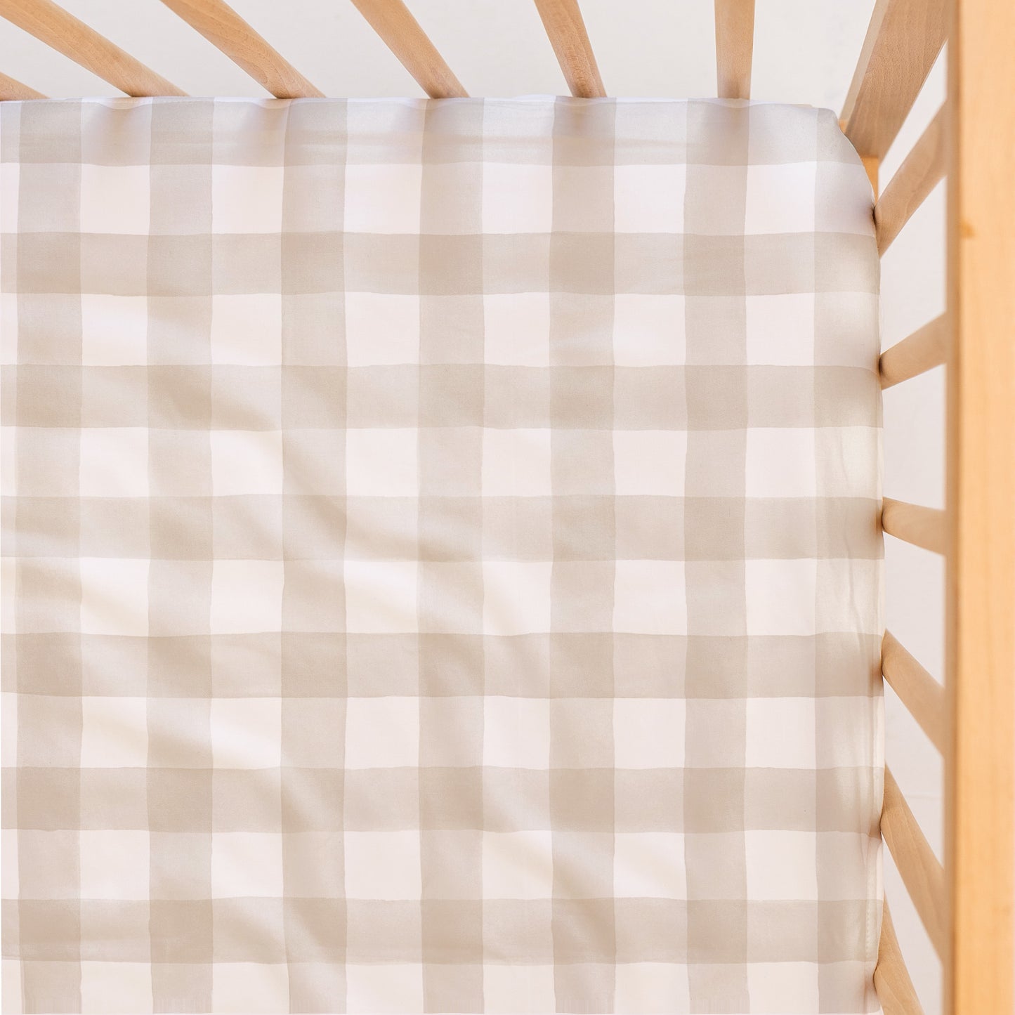 Cot Waterproof Sheet - Latte Gingham