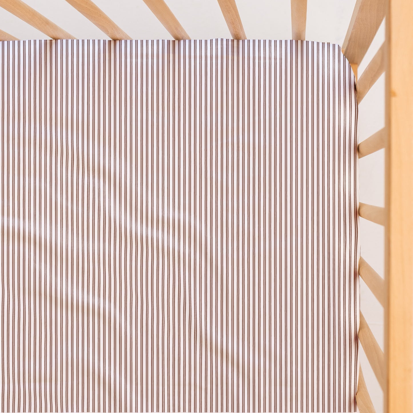 Cot Waterproof Sheet - Mocha Pinstripe