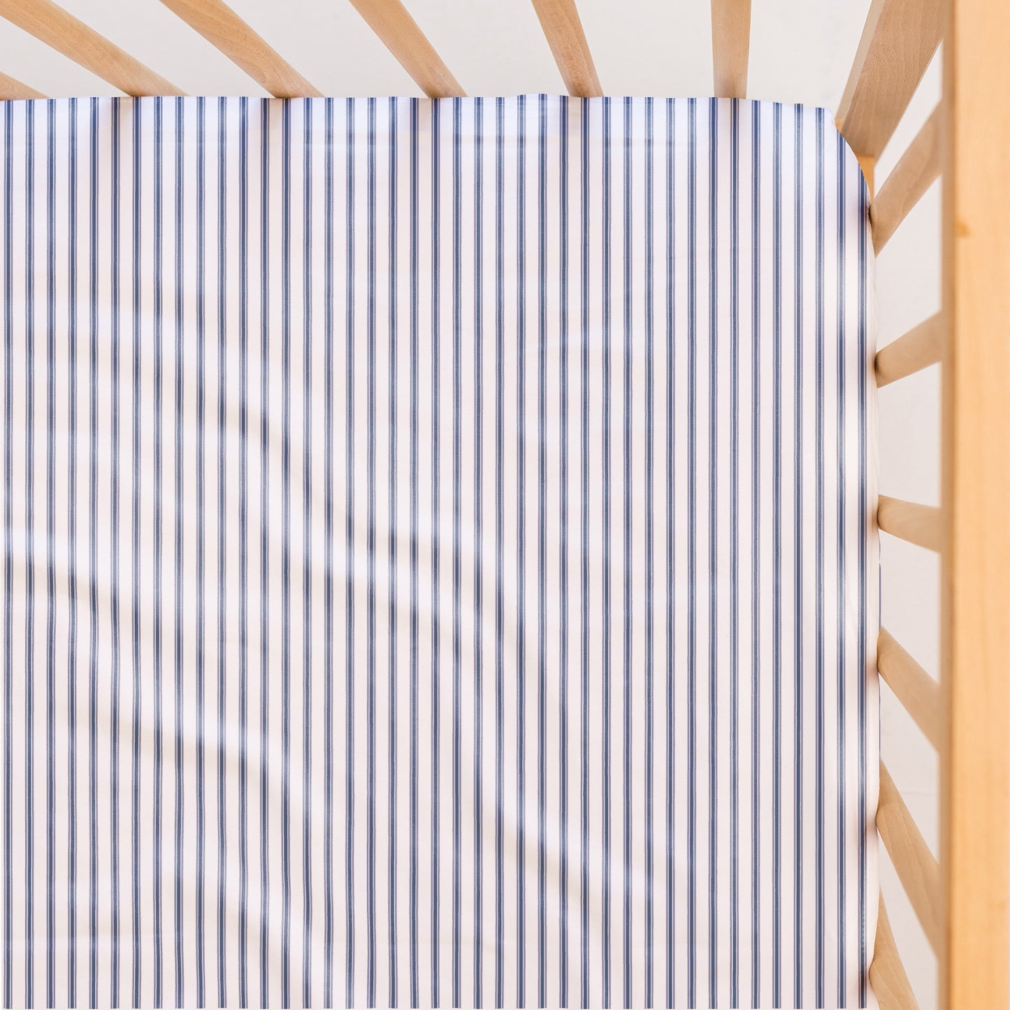 Cot Waterproof Sheet - Navy Ticking