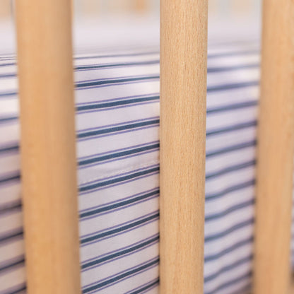 Cot Waterproof Sheet - Navy Ticking