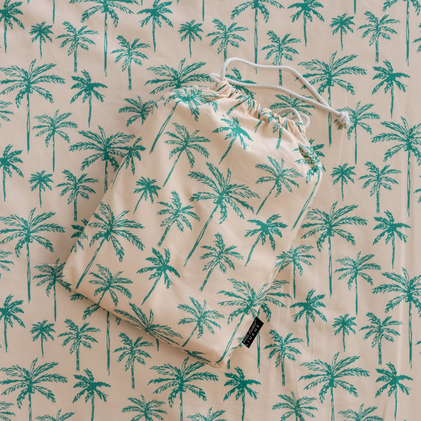 Mini Cot Waterproof Sheet - Green Palms