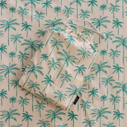 Mini Cot Waterproof Sheet - Green Palms