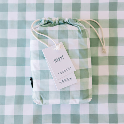 Cot Waterproof Sheet - Green Gingham