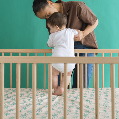 Cot Waterproof Sheet - Green Palms