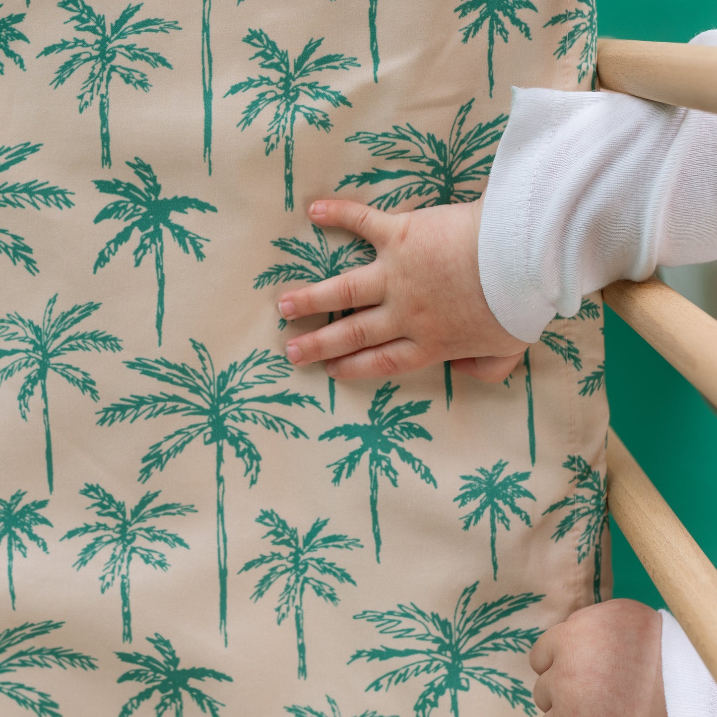 Cot Waterproof Sheet - Green Palms