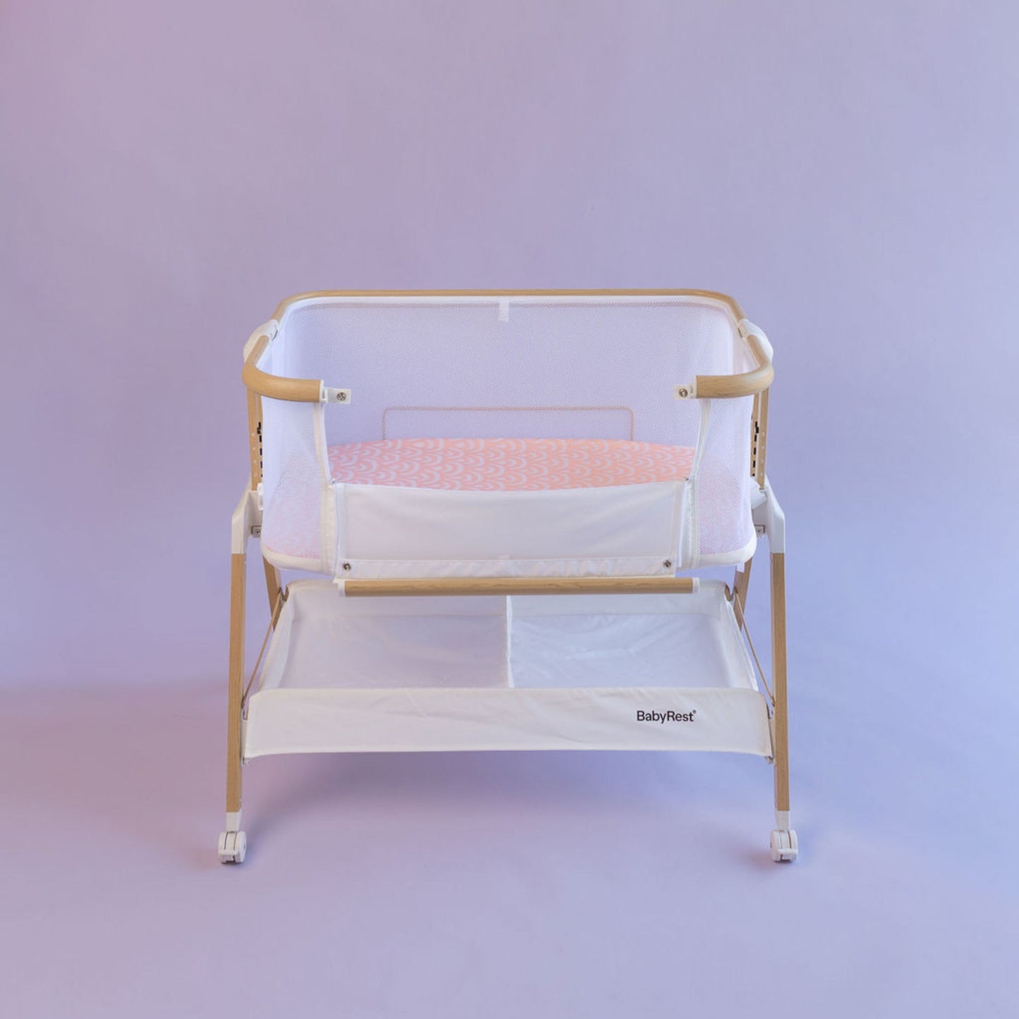 Co-Sleeper Bassinet / Change Pad Waterproof Sheet - Peach Rainbows