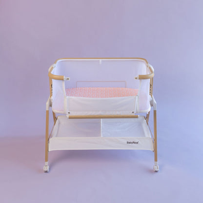 Co-Sleeper Bassinet / Change Pad Waterproof Sheet - Peach Rainbows