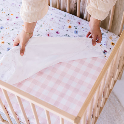 Cot Waterproof Sheet - Pink Gingham