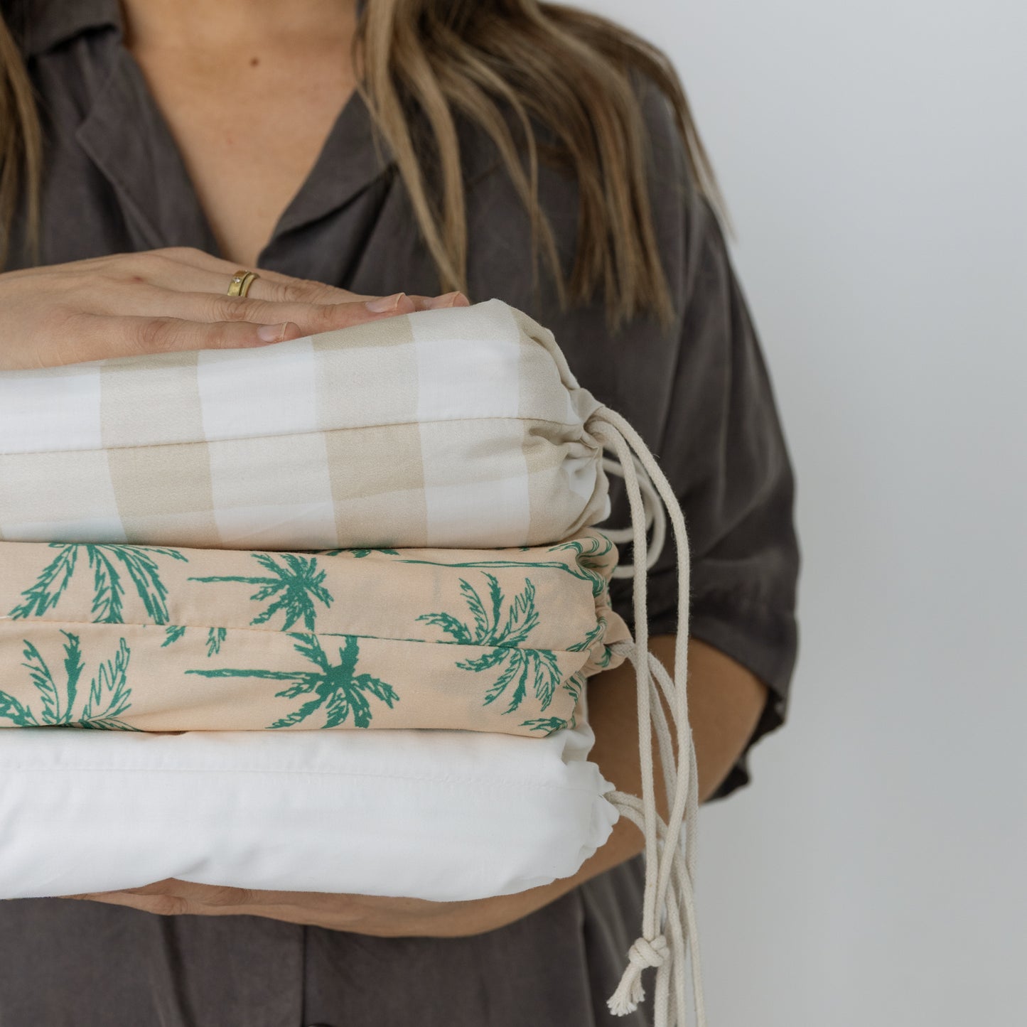 Cot Waterproof Sheet - Latte Gingham