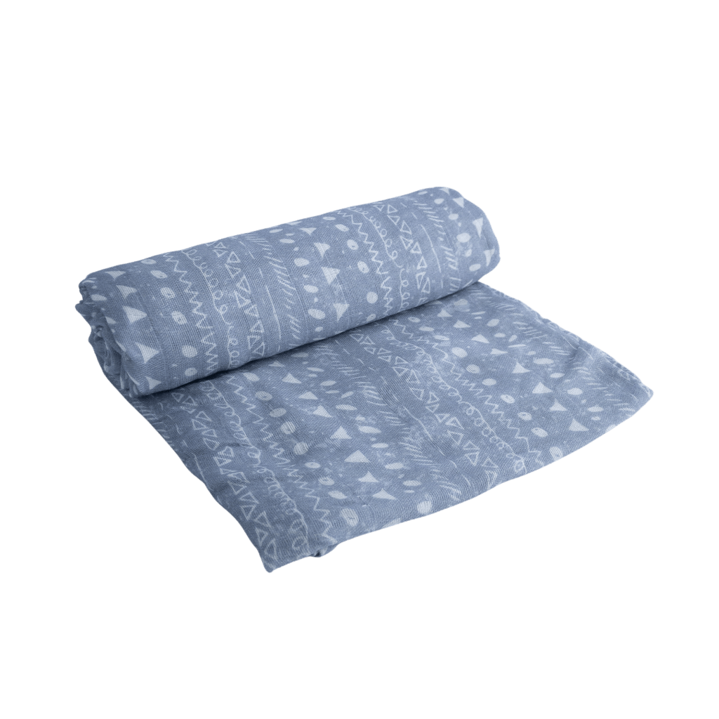 Bamboo Swaddle - Blue Geo - Little Human Linens