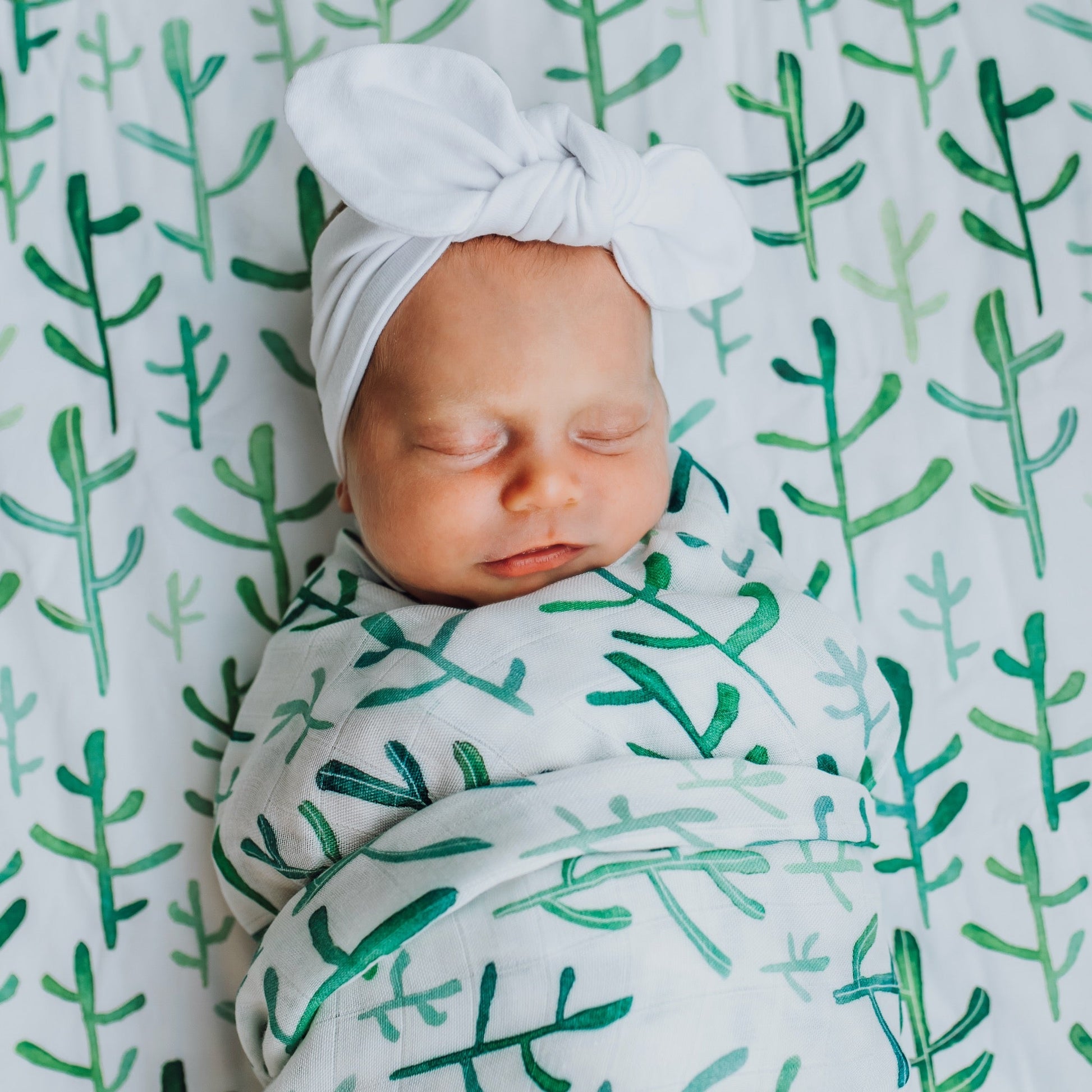 Bamboo Swaddle - Green Cacti - Little Human Linens