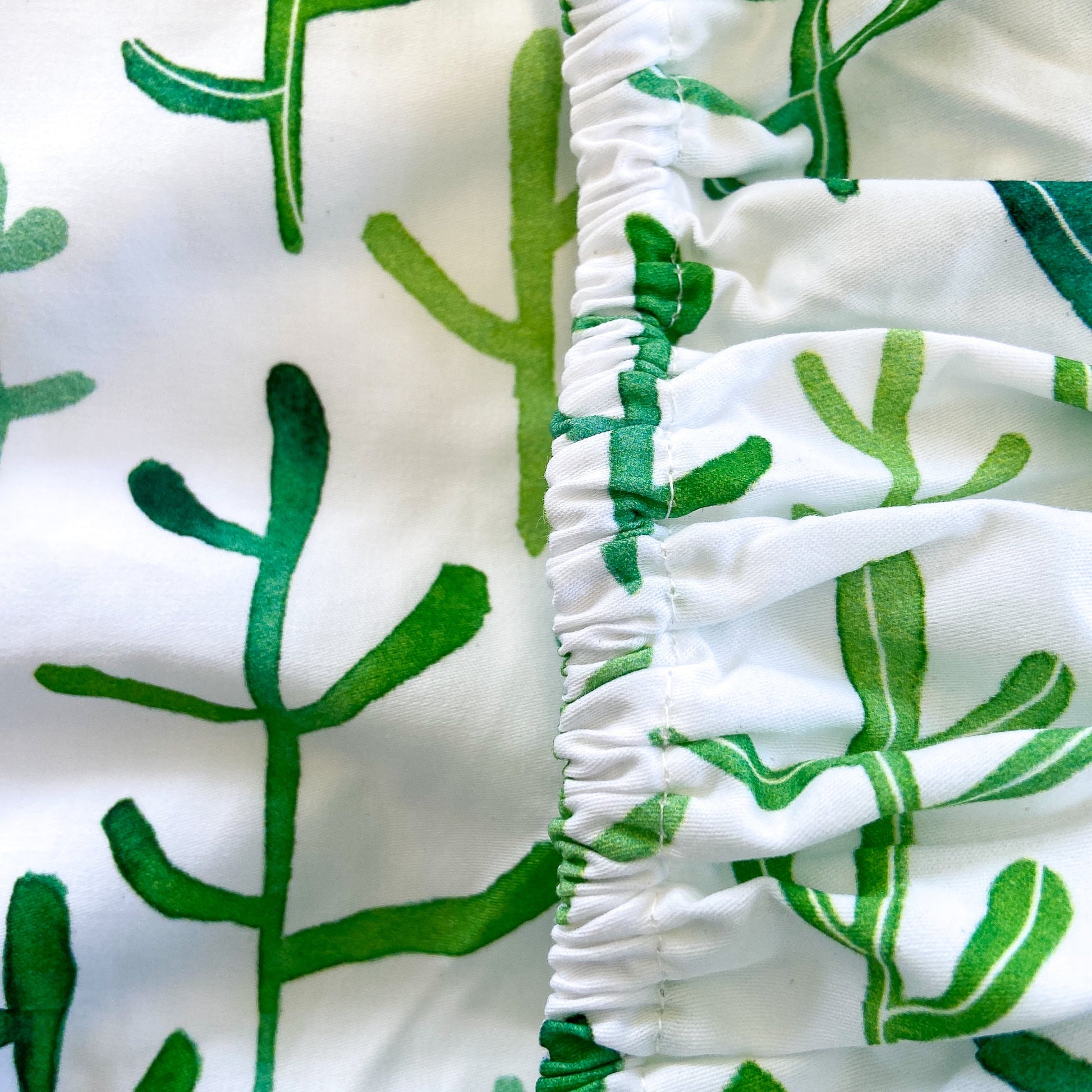 Bassinet Waterproof Sheet - Green Cacti - Little Human Linens