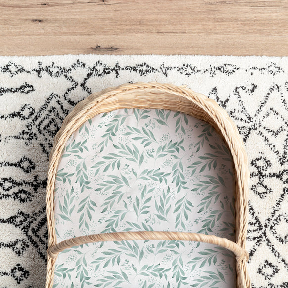 Bassinet Waterproof Sheet - Organic Leaf - Little Human Linens