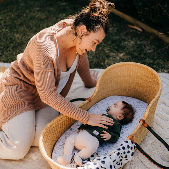 Bassinet Waterproof Sheet - Organic Leaf - Little Human Linens