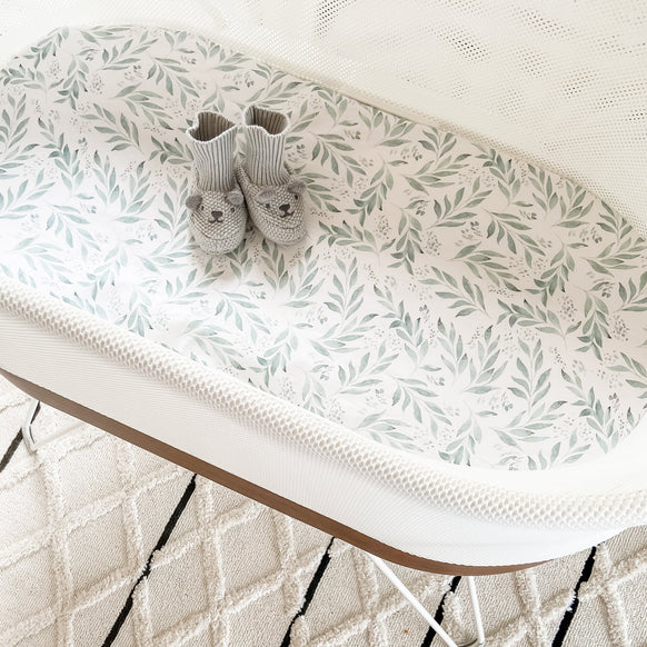 Bassinet Waterproof Sheet - Organic Leaf - Little Human Linens