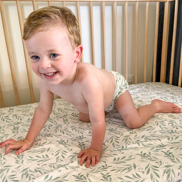 Cot Waterproof Sheet - Organic Leaf - Little Human Linens