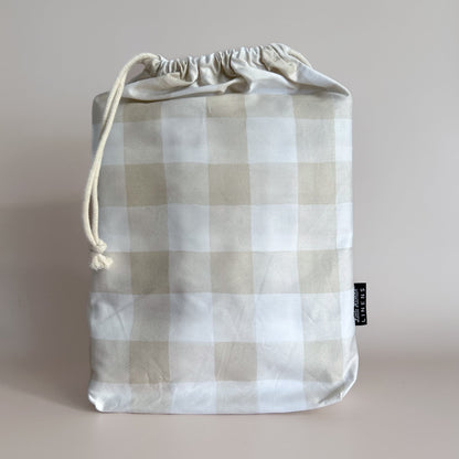 Mini Cot Waterproof Sheet - Latte Gingham - Little Human Linens
